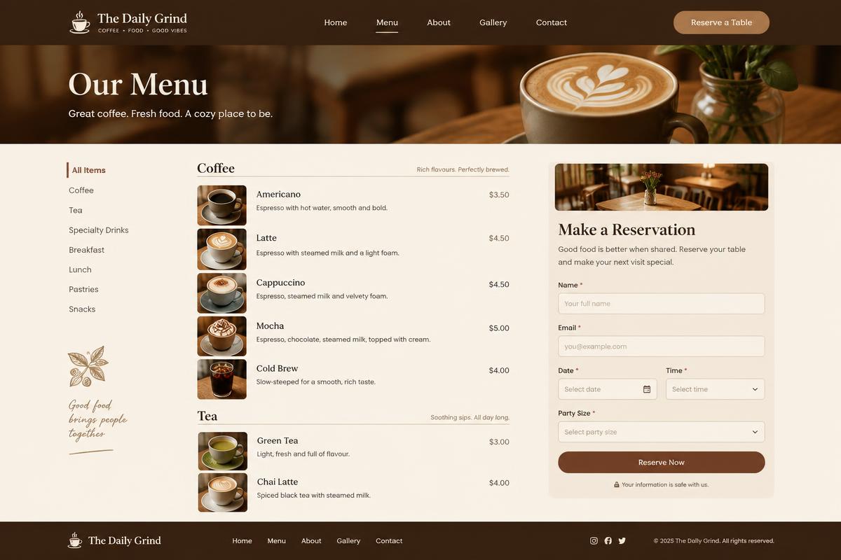 Kahawa Café website